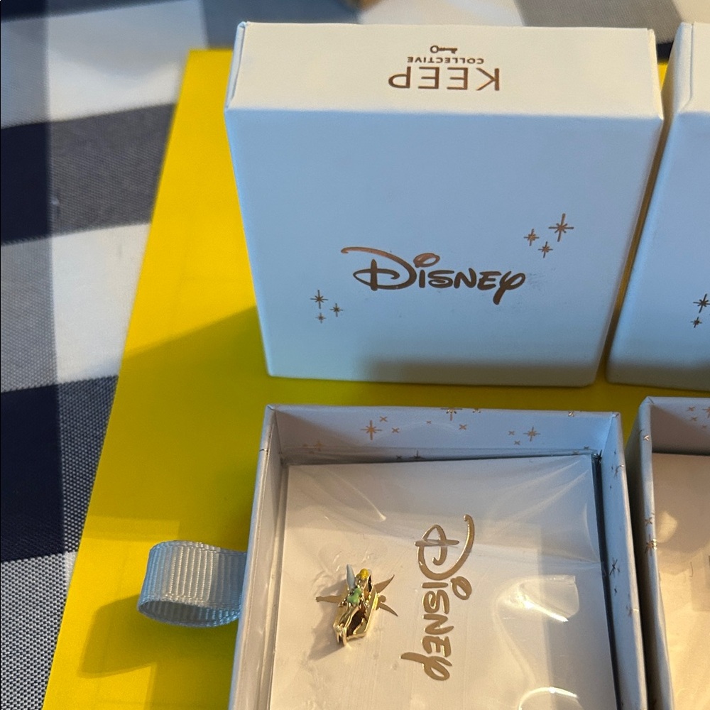 Disney Gold Tinker Bell Charm with Yellow and Green Accents